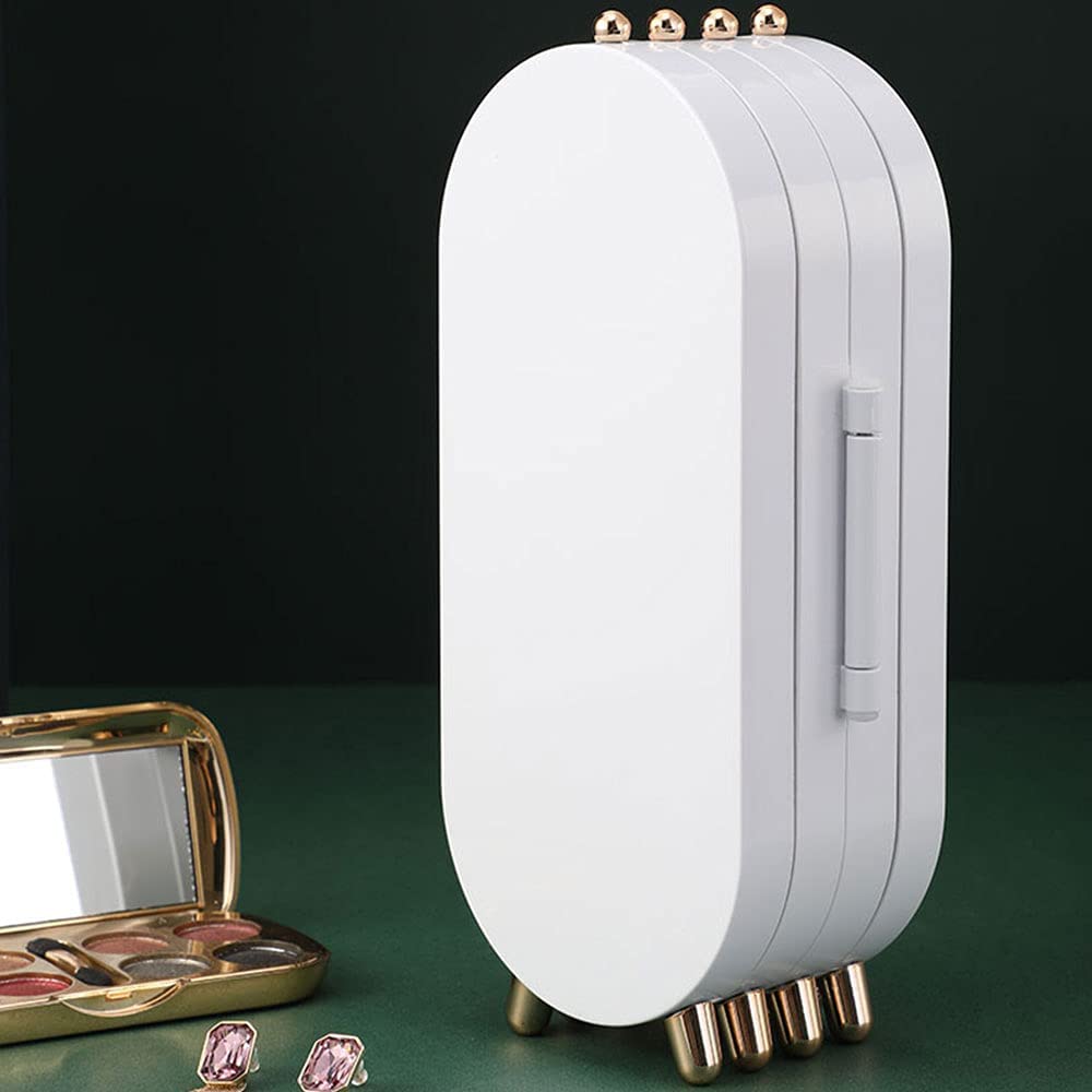 Jewellery Box Organiser with Mirror - Foldable Exquisite Dustproof Jewelry Storage