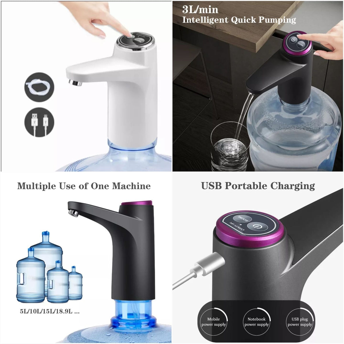 Mclassic MD-03 Touch Intelligent Electric Water Pump – Rechargeable Automatic Dispenser For Bottled Water
