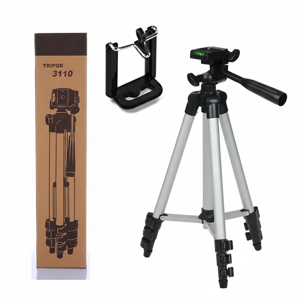 Tripod 3110 Portable Adjustable Aluminium Lightweight Camera Stand Tripod, with 3-Dimensional Head and Quick Release Plate