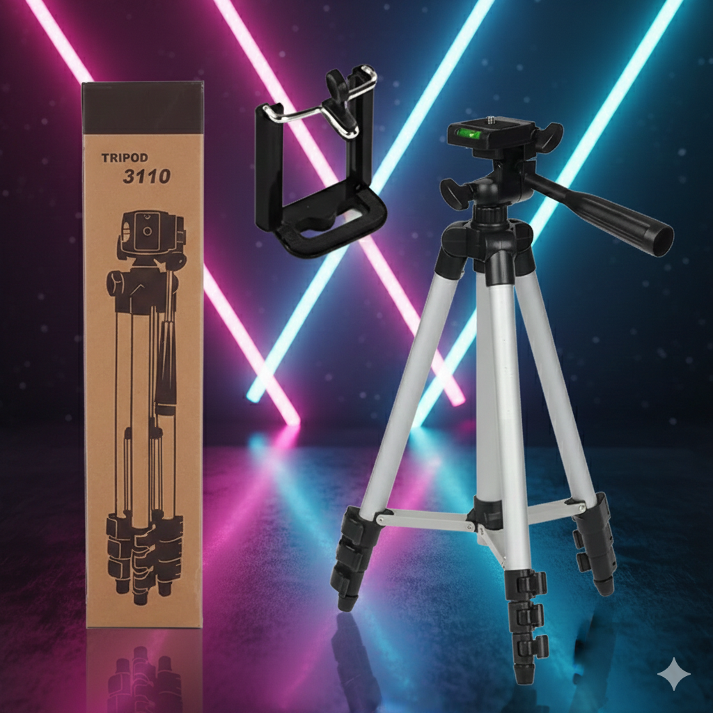 Tripod 3110 Portable Adjustable Aluminium Lightweight Camera Stand Tripod, with 3-Dimensional Head and Quick Release Plate