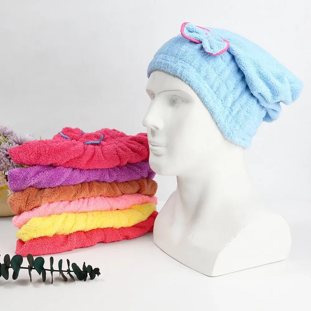 Pack of 02 Soft Microfiber Flower Cap Towel for Women