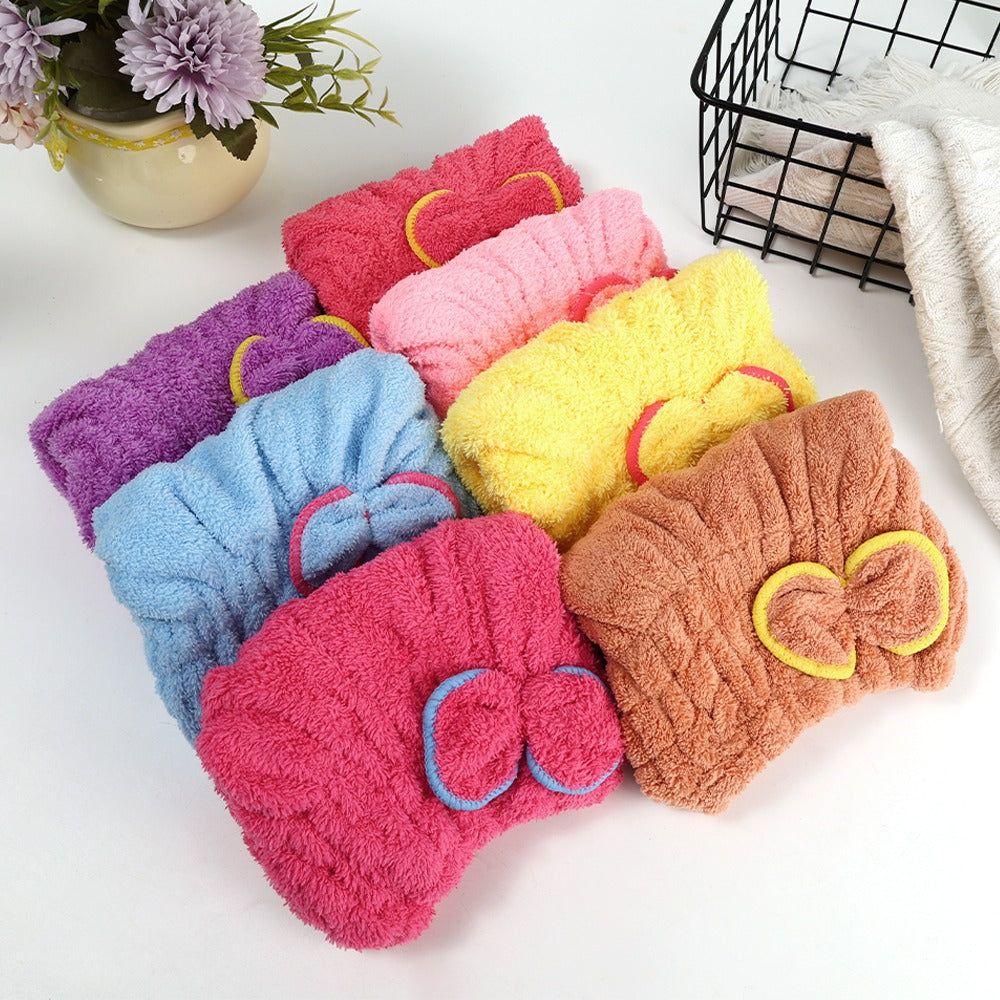 Pack of 02 Soft Microfiber Flower Cap Towel for Women