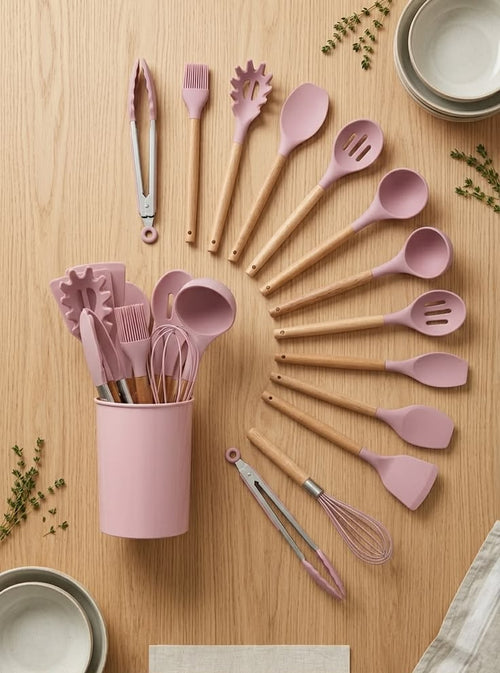 12 Pcs Silicone Cooking Utensils Kitchen Utensil Set | Heat Resistant Kitchen Non toxic Spatula Set