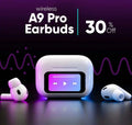 AirPods Touch L.C.D A9 White Bluetooth Earbuds Heavy SoundScreen