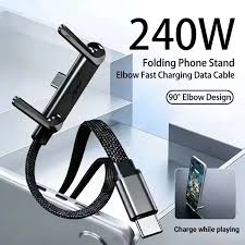 240W Folding Phone Holder With Right Angle Fast Charging Cable