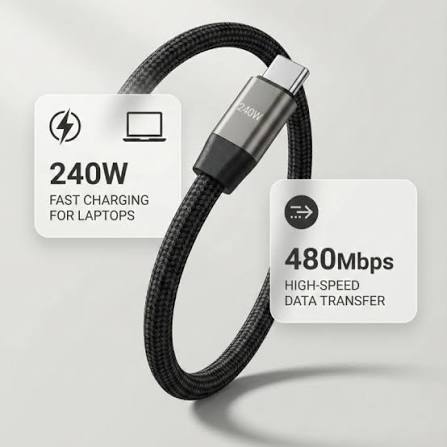 240W Folding Phone Holder With Right Angle Fast Charging Cable